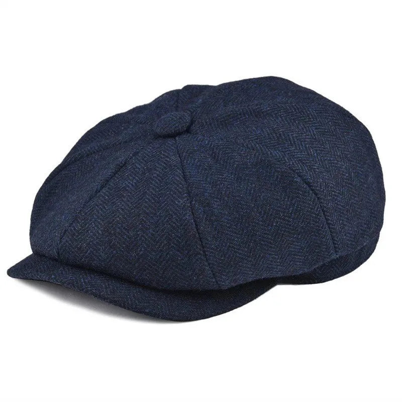 Men’s Herringbone Newsboy Beret – Classic Winter Casual Hat