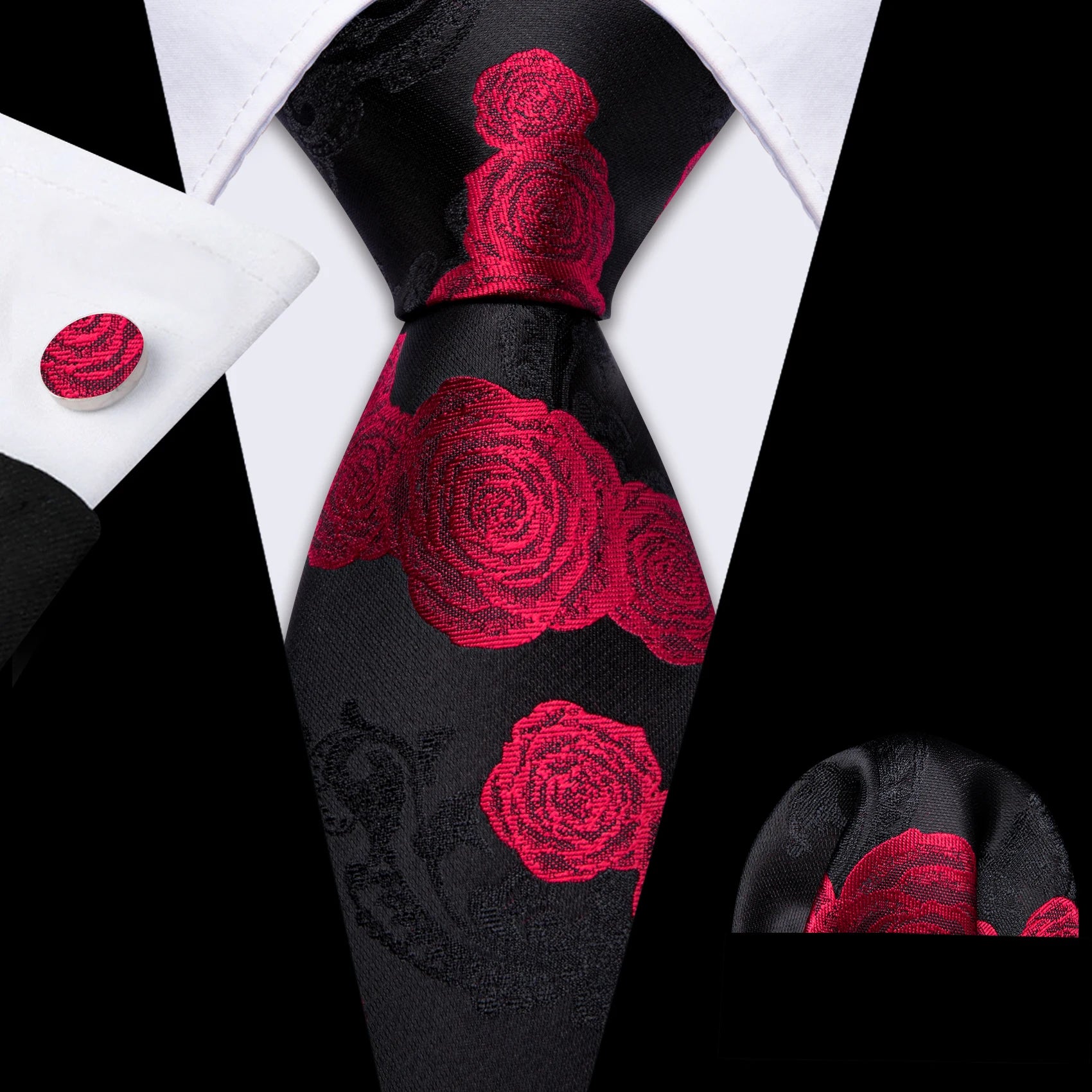 The Burgundy Rose Silk Tie Set