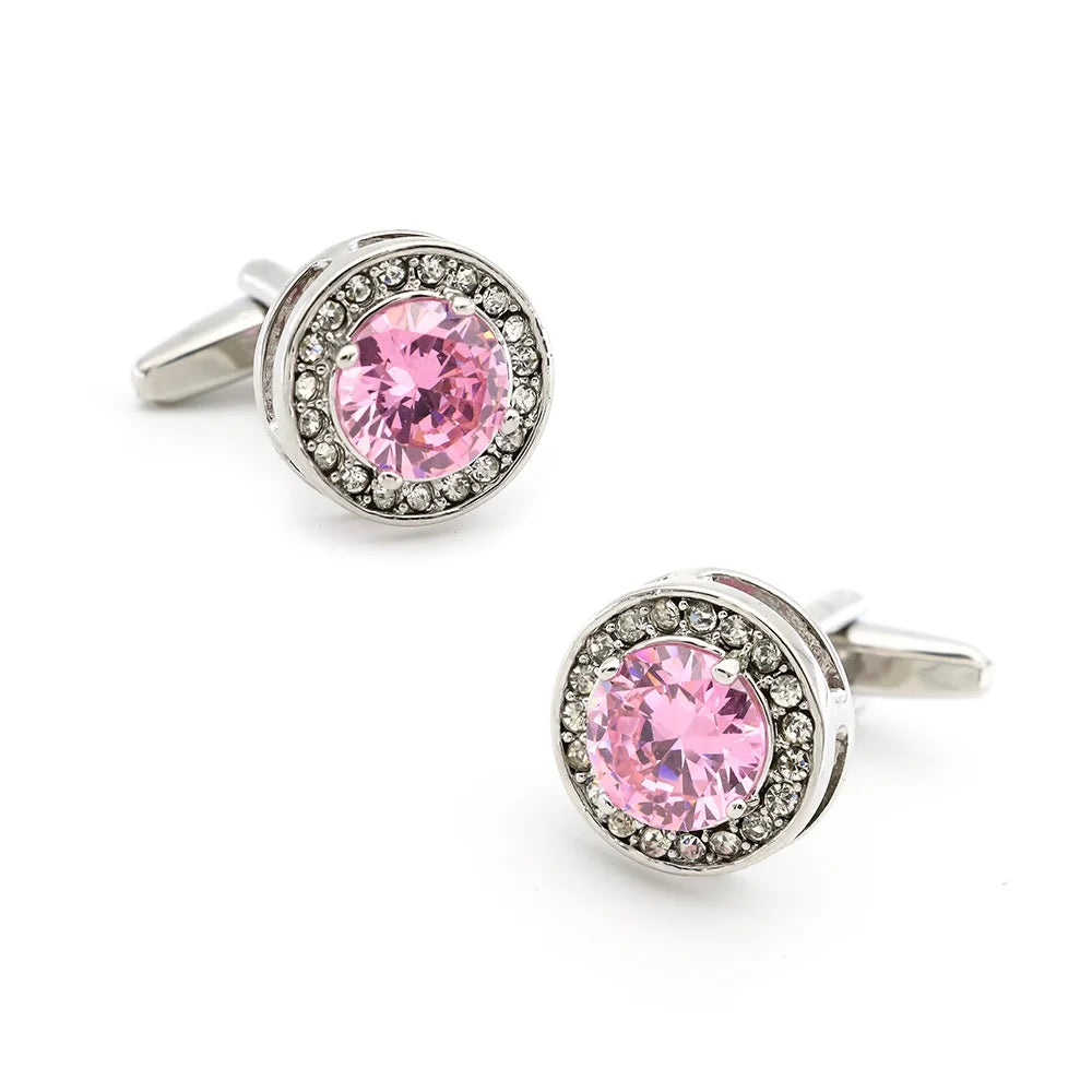 Crystal Heart Brass Cufflinks