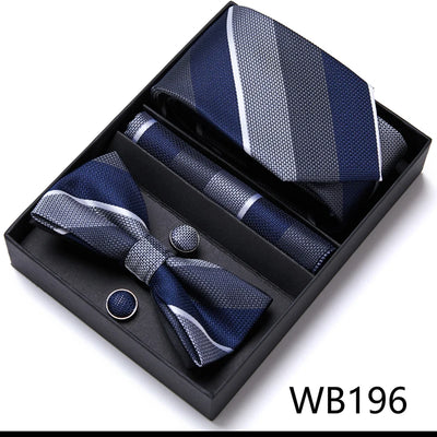 VanGise Prestige Tuxedo Gift Set – Silk Tie, Bow Tie, Cufflinks & Handkerchief