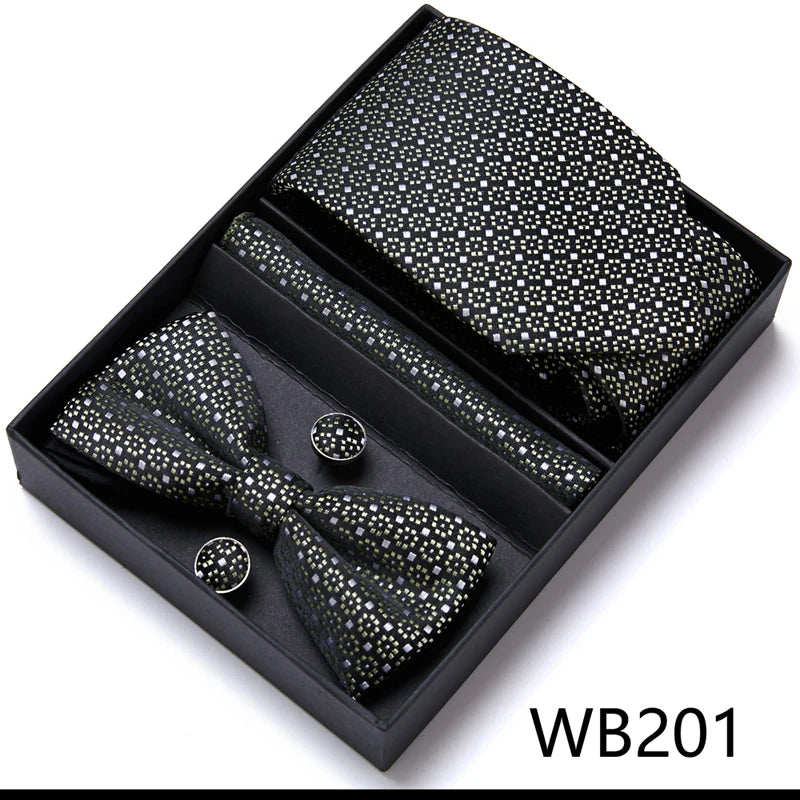 VanGise Prestige Tuxedo Gift Set – Silk Tie, Bow Tie, Cufflinks & Handkerchief