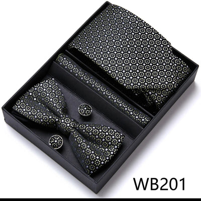 VanGise Prestige Tuxedo Gift Set – Silk Tie, Bow Tie, Cufflinks & Handkerchief