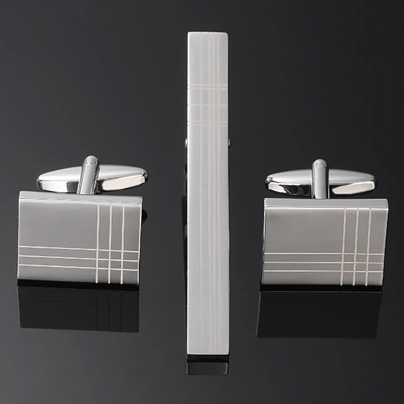 Classic Laser-Engraved Tie Clip & Cufflink Set