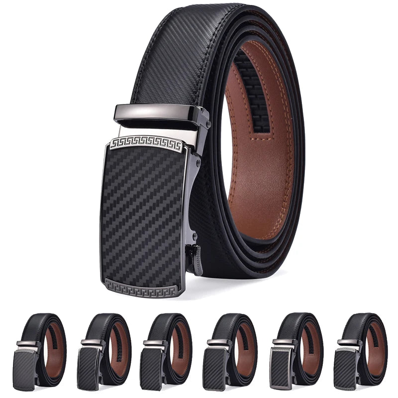 FlexAlign Men’s Leather Ratchet Belt – Premium Automatic Buckle Dress Belt
