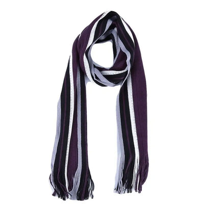 Casual Cashmere Men Striped Scarf – Winter Warm Tassel Shawl