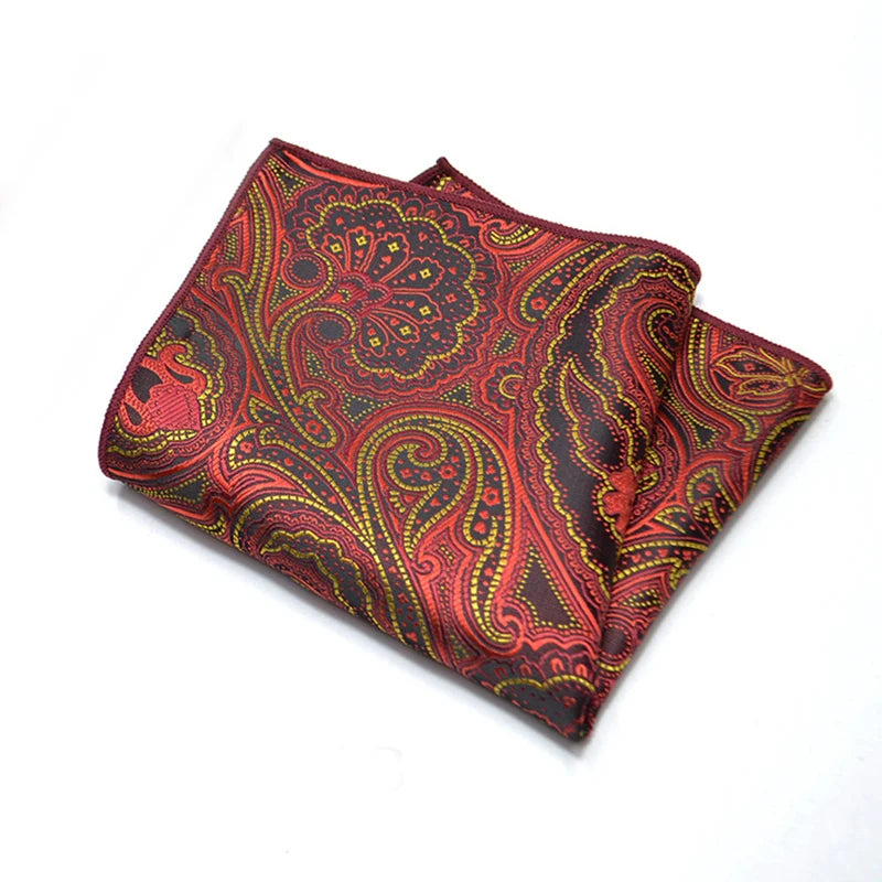 25cm Men’s Classic Paisley Striped Pocket Square – Elegant Handkerchief for Suit & Wedding