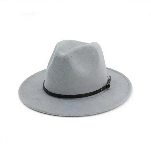 Men’s Fashion Simple Solid Color Vintage Wide Brim Fedora Hat
