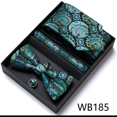VanGise Prestige Tuxedo Gift Set – Silk Tie, Bow Tie, Cufflinks & Handkerchief