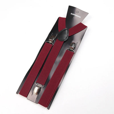 Unisex Solid Color Elastic Leather Suspenders – Adjustable Braces for Suits, Skirts & Weddings