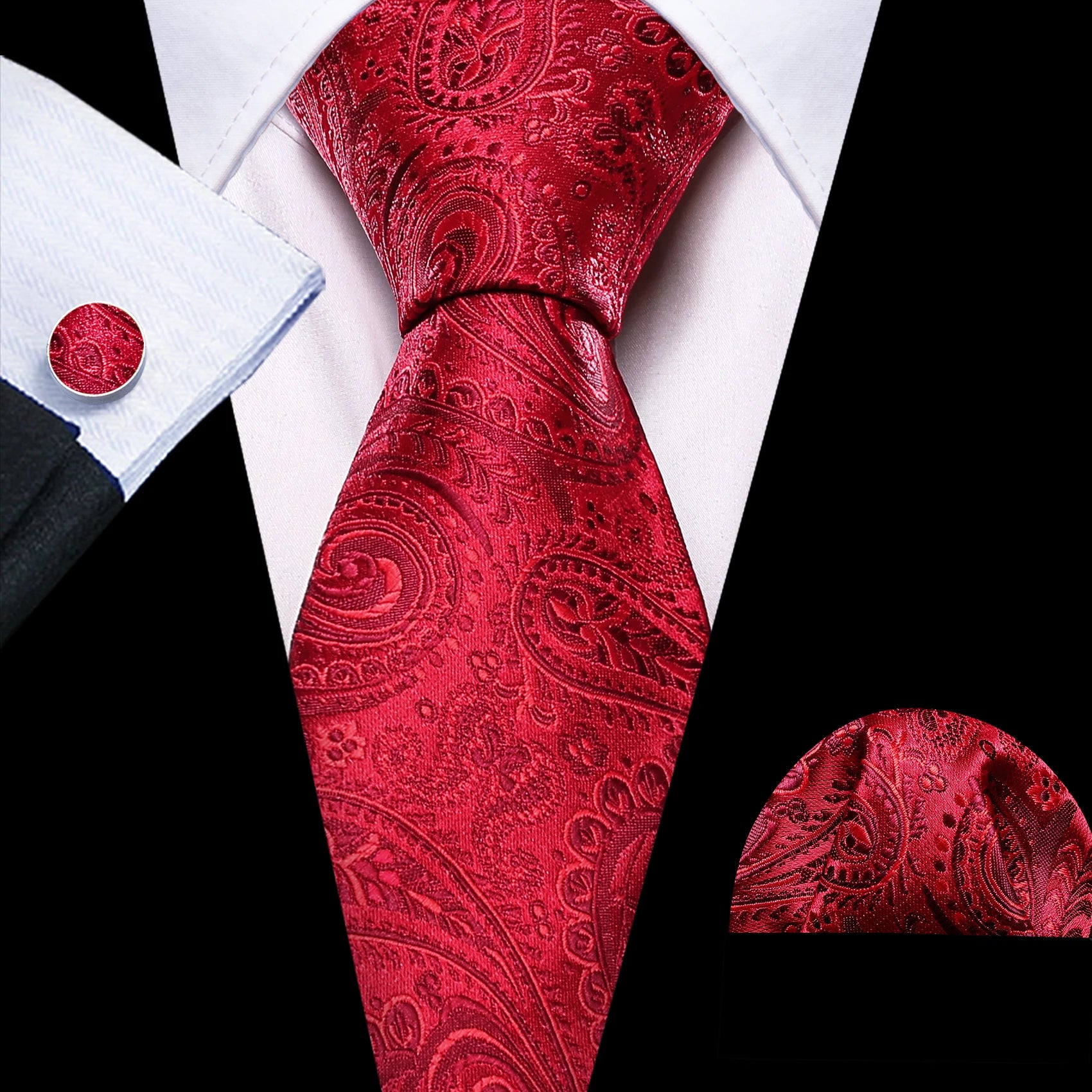 The Burgundy Rose Silk Tie Set
