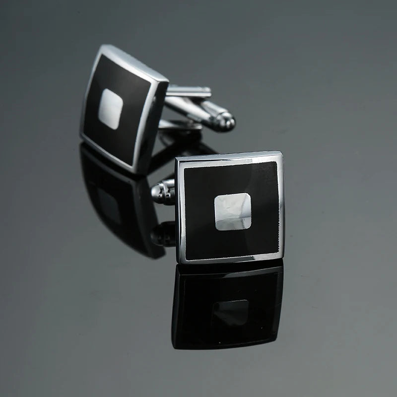 Retro Blue & Black Square Pattern Cufflinks
