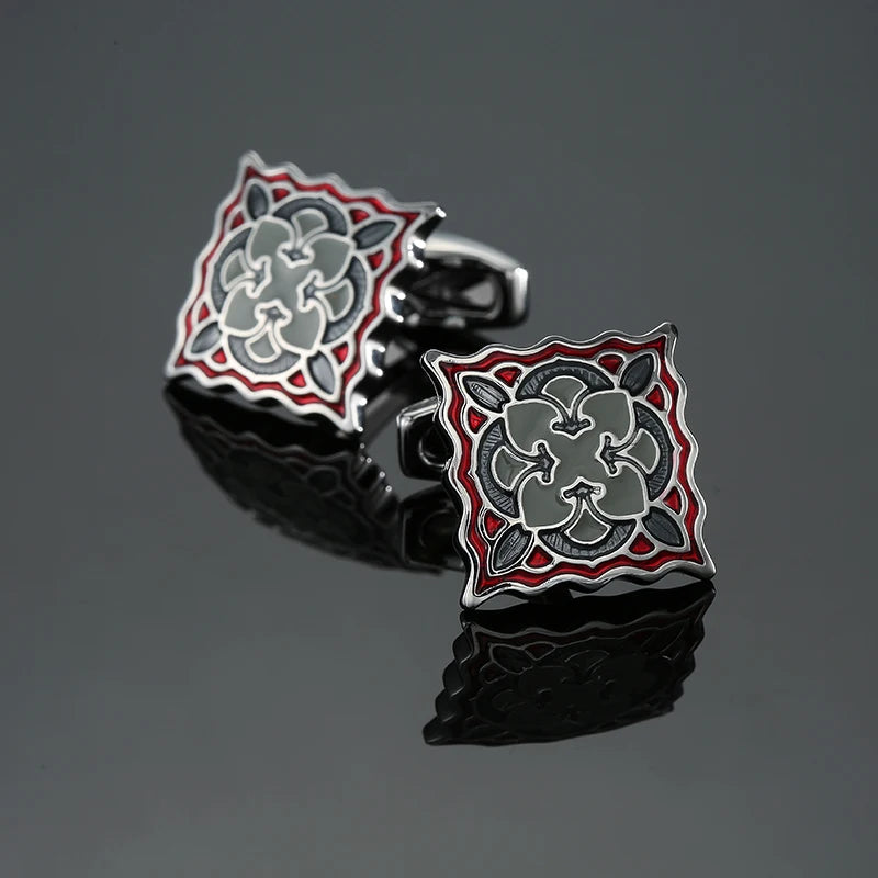 Retro Blue & Black Square Pattern Cufflinks