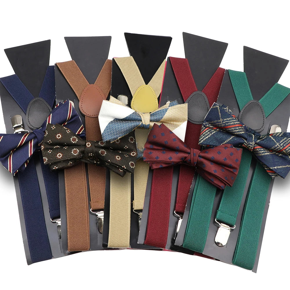 The Langford Striped Suspenders & Bowtie Set
