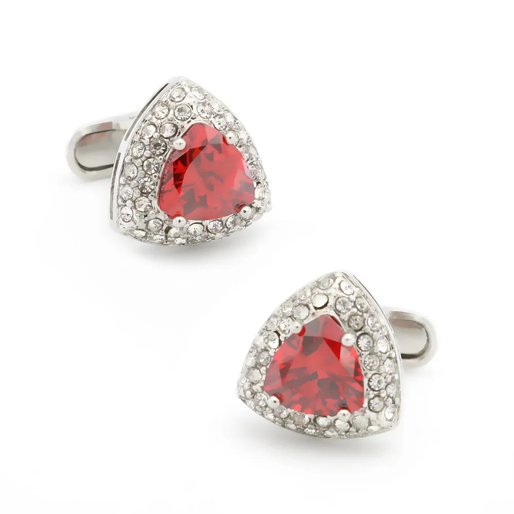 Crystal Heart Brass Cufflinks