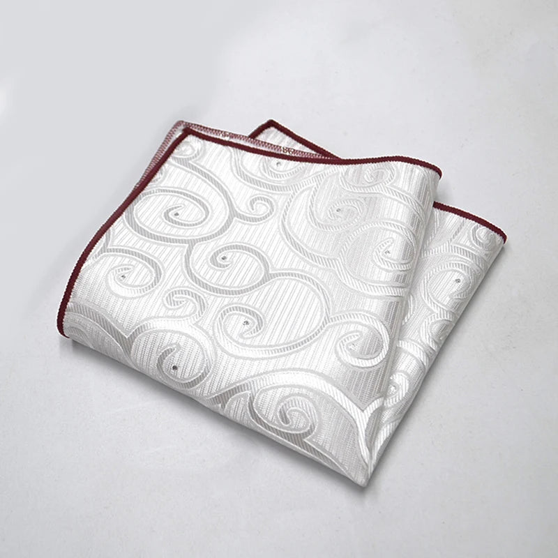 25cm Men’s Classic Paisley Striped Pocket Square – Elegant Handkerchief for Suit & Wedding