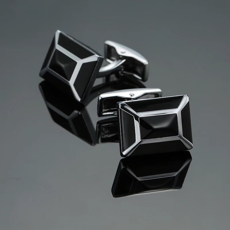 Retro Blue & Black Square Pattern Cufflinks