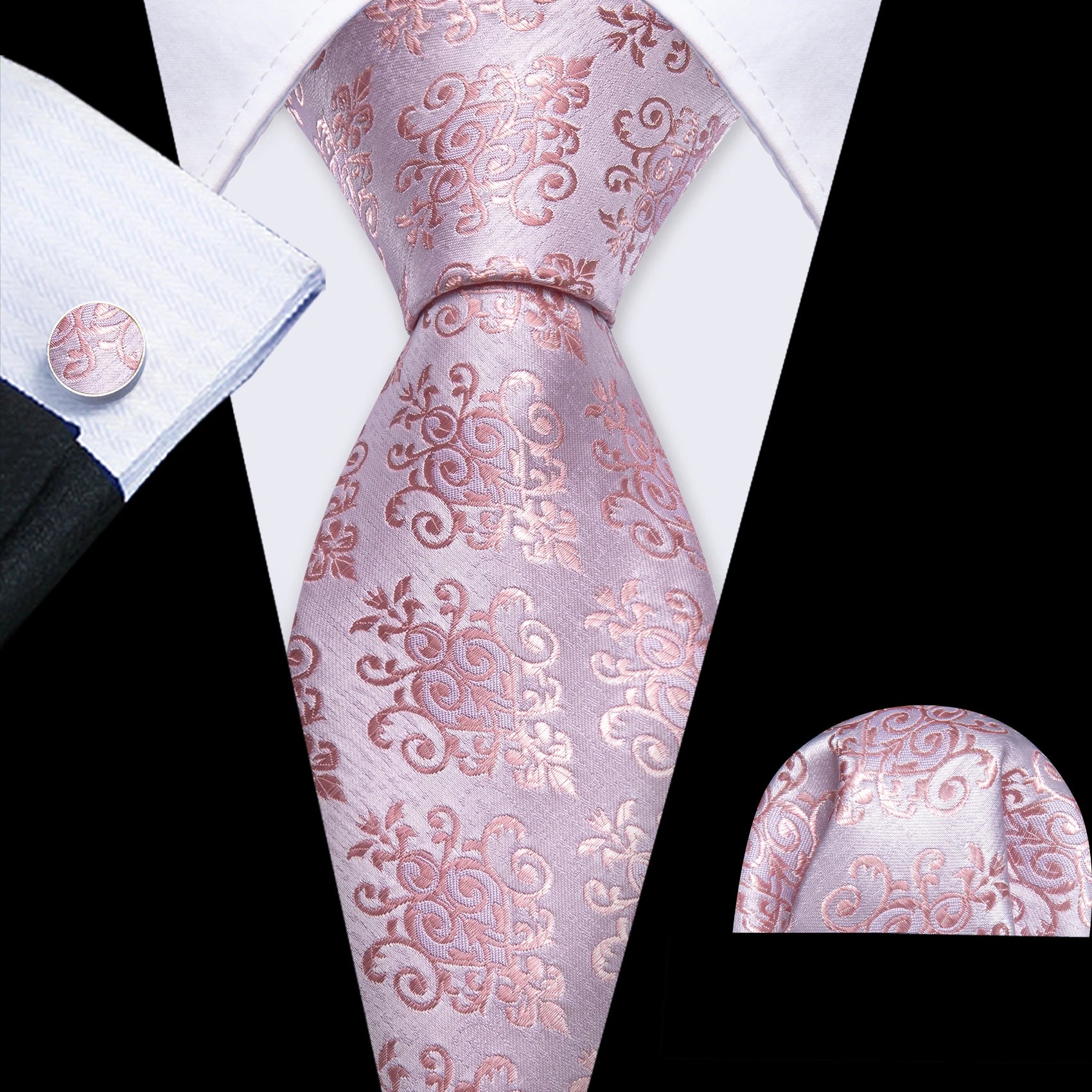 The Pink Coral Silk Tie Set