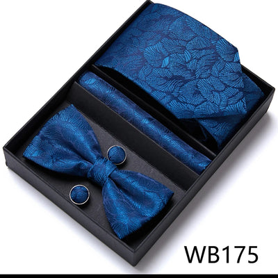VanGise Prestige Tuxedo Gift Set – Silk Tie, Bow Tie, Cufflinks & Handkerchief