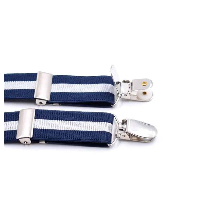 Hbright Classic 3-Clip Adjustable Suspenders – Striped Elastic Braces for Men