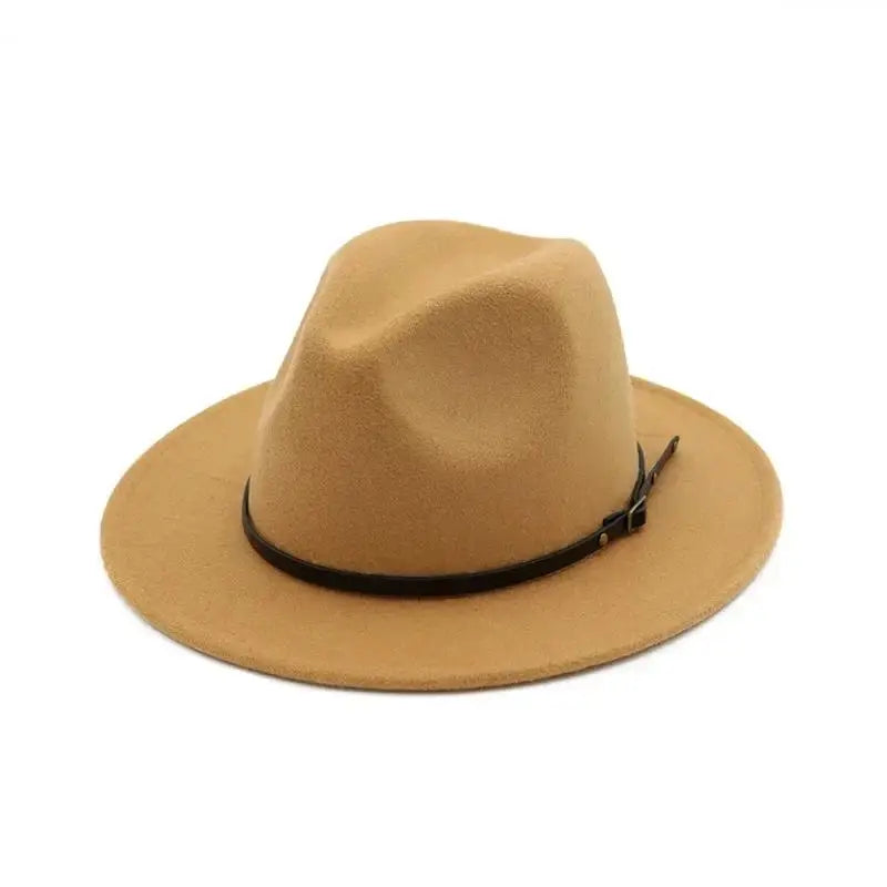 Men’s Fashion Simple Solid Color Vintage Wide Brim Fedora Hat