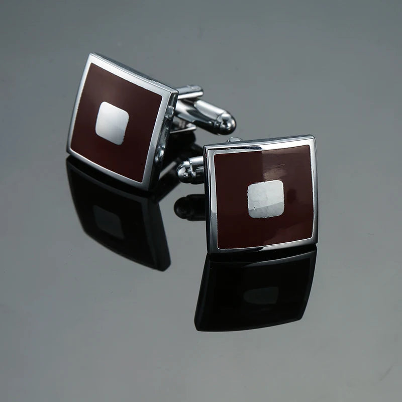 Retro Blue & Black Square Pattern Cufflinks