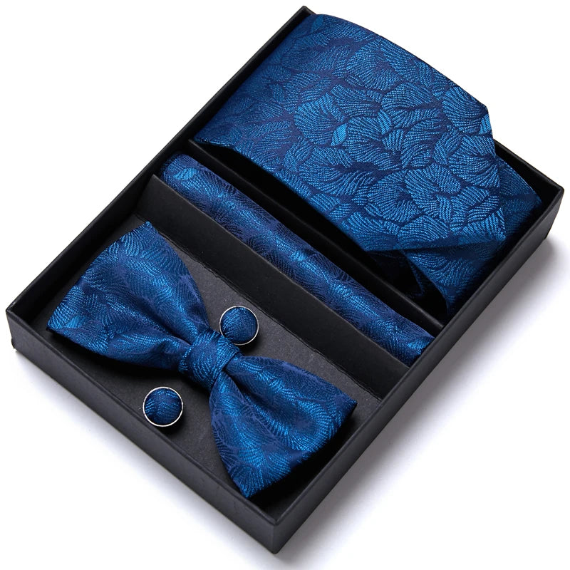 VanGise Prestige Tuxedo Gift Set – Silk Tie, Bow Tie, Cufflinks & Handkerchief