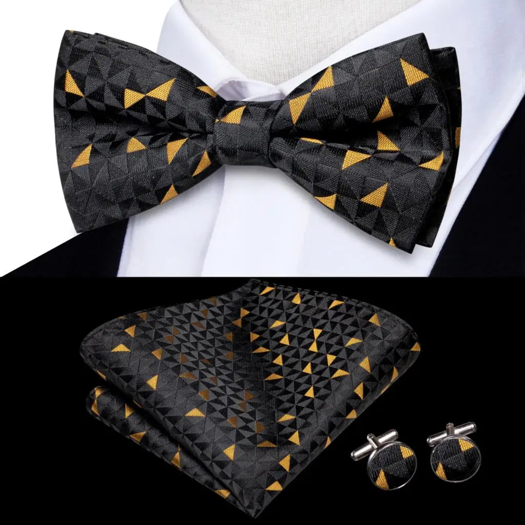 Champagne Gold Floral Pre-Tied Bow Tie Gift Set