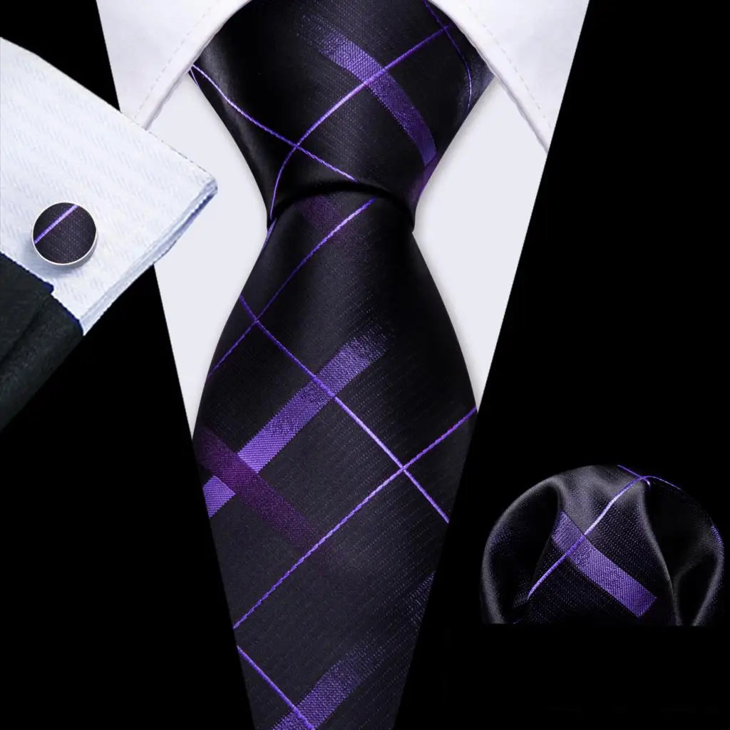 The Purple Floral Silk Tie Set