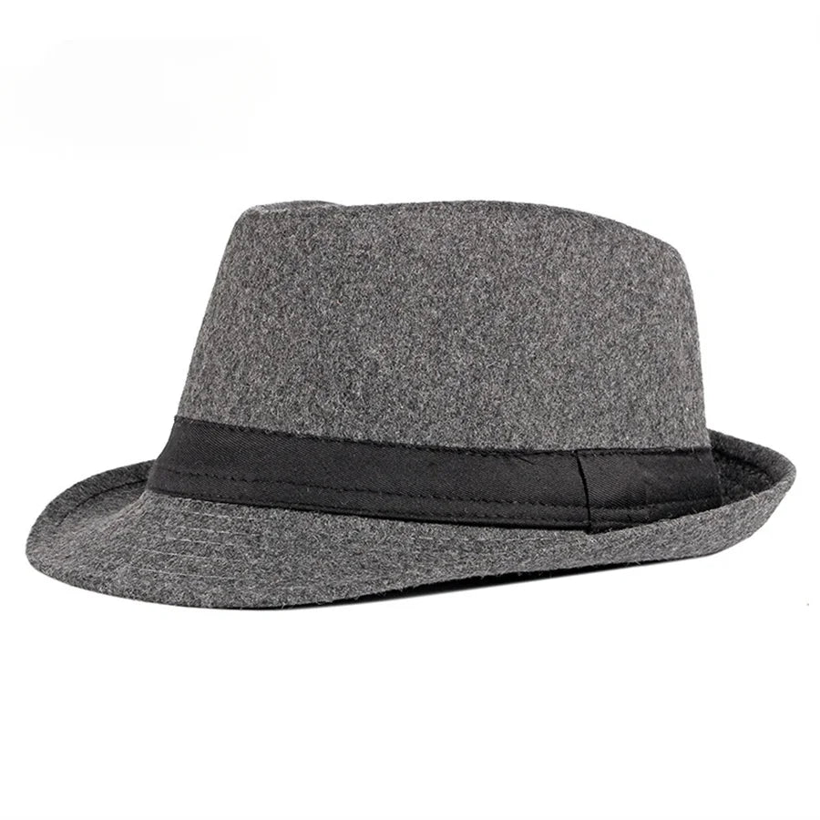 Unisex British Felt Jazz Fedora Hat – Elegant Wool Bucket Hat for Autumn & Winter
