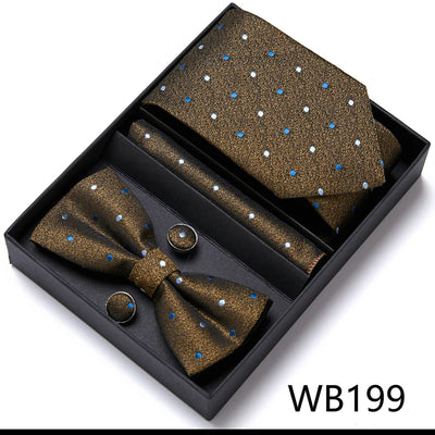 VanGise Prestige Tuxedo Gift Set – Silk Tie, Bow Tie, Cufflinks & Handkerchief