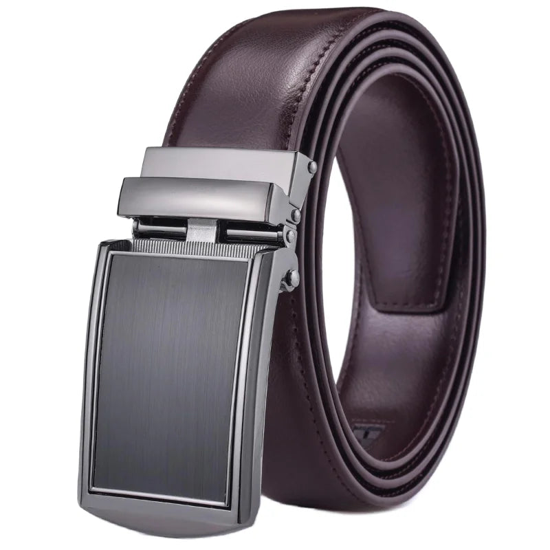 PrecisionFit Men’s Leather Ratchet Belt – Adjustable Automatic Buckle Dress Belt