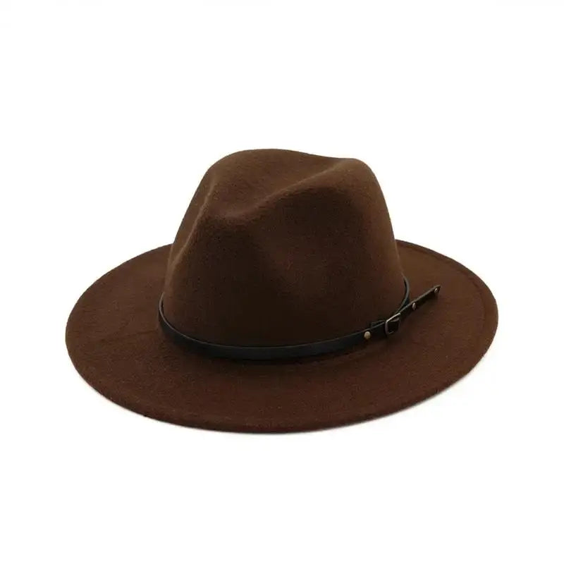 Men’s Fashion Simple Solid Color Vintage Wide Brim Fedora Hat