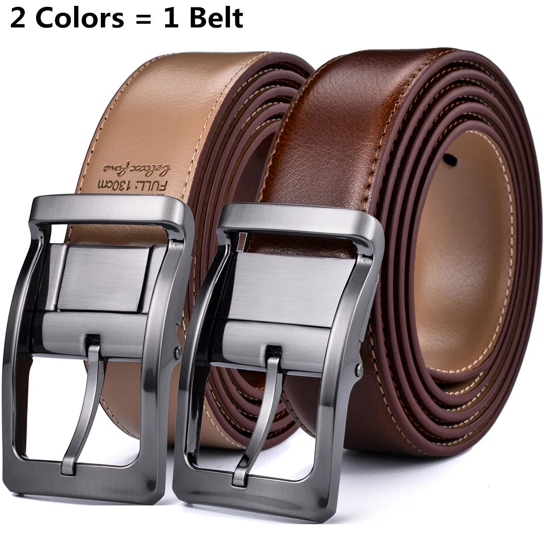 TurnCraft Reversible Leather Belt – Two-in-One Classic Dress Belt for Men (85–160 cm)