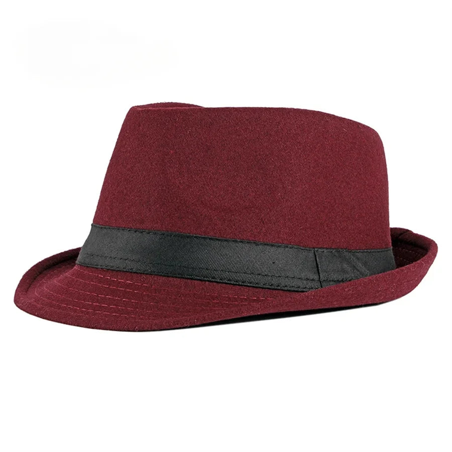 Unisex British Felt Jazz Fedora Hat – Elegant Wool Bucket Hat for Autumn & Winter
