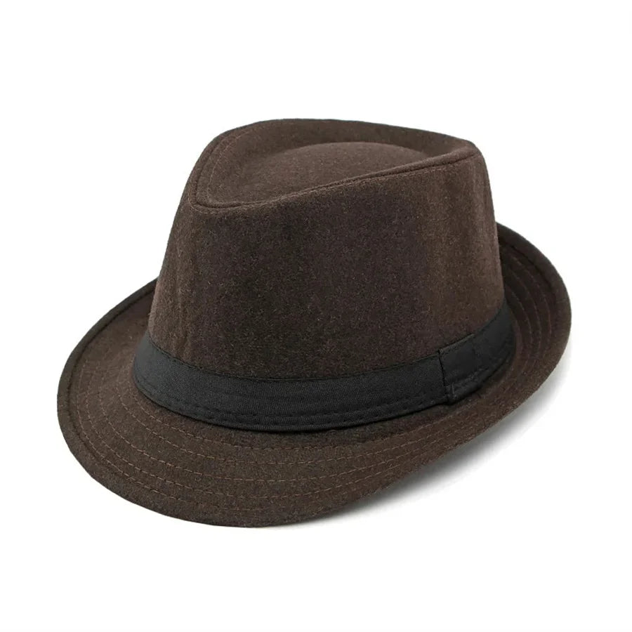 Unisex British Felt Jazz Fedora Hat – Elegant Wool Bucket Hat for Autumn & Winter