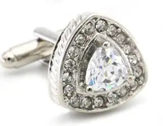 Crystal Heart Brass Cufflinks