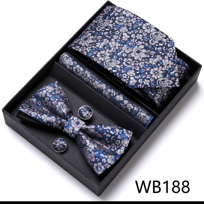 VanGise Prestige Tuxedo Gift Set – Silk Tie, Bow Tie, Cufflinks & Handkerchief