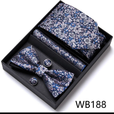 VanGise Prestige Tuxedo Gift Set – Silk Tie, Bow Tie, Cufflinks & Handkerchief