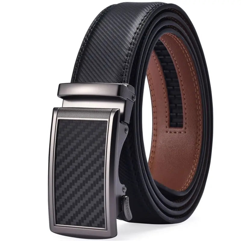 FlexAlign Men’s Leather Ratchet Belt – Premium Automatic Buckle Dress Belt