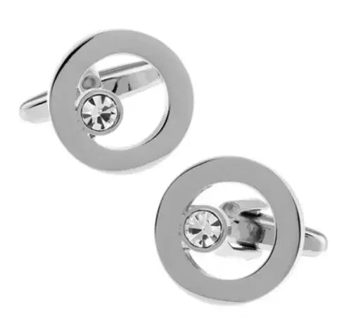 Crystal Heart Brass Cufflinks