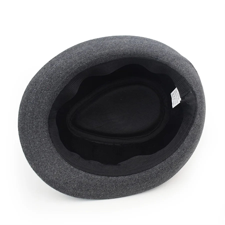 Unisex British Felt Jazz Fedora Hat – Elegant Wool Bucket Hat for Autumn & Winter