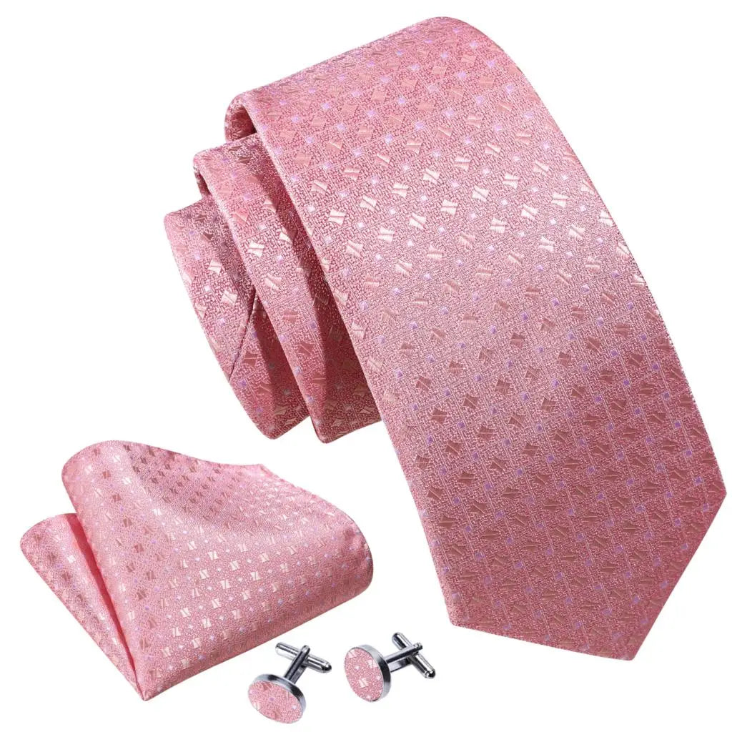 The Pink Coral Silk Tie Set