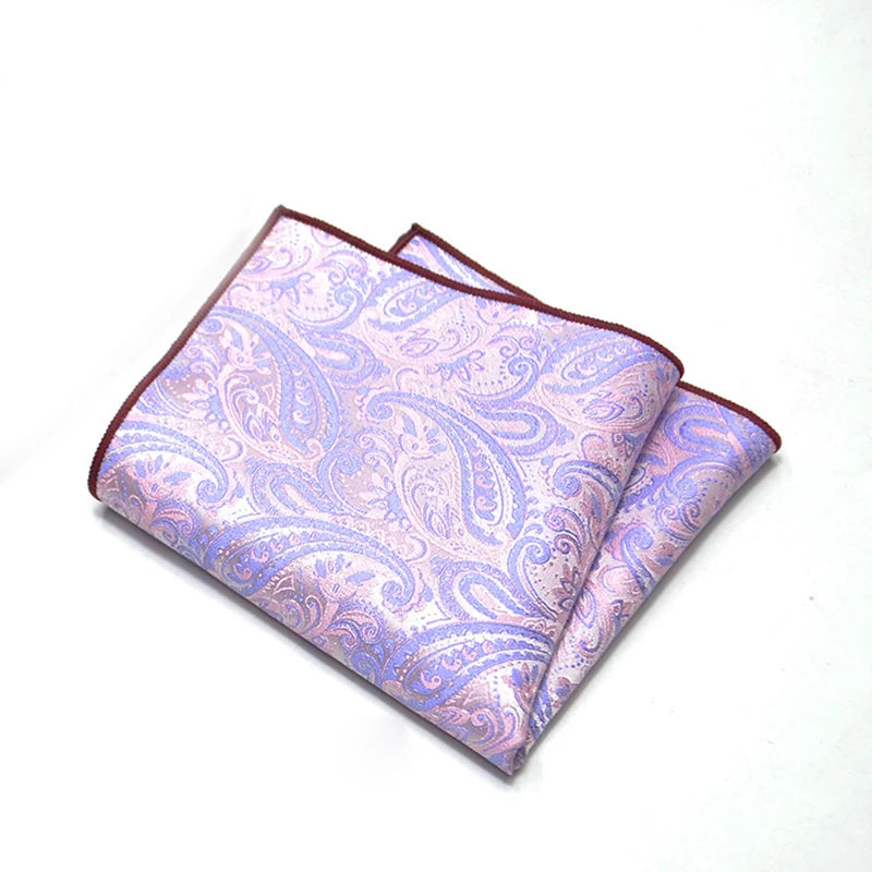 25cm Men’s Classic Paisley Striped Pocket Square – Elegant Handkerchief for Suit & Wedding