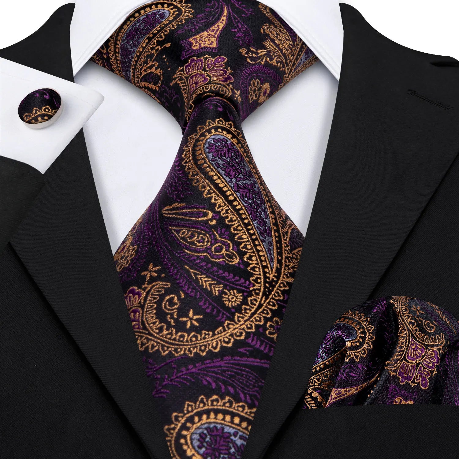 The Purple Floral Silk Tie Set