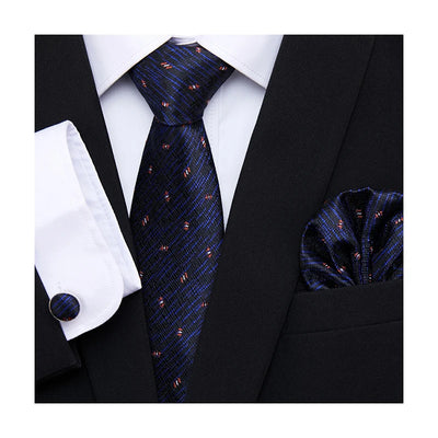 Golden Plaid Prestige Set – Jacquard Necktie, Handkerchief & Cufflinks Gift Set