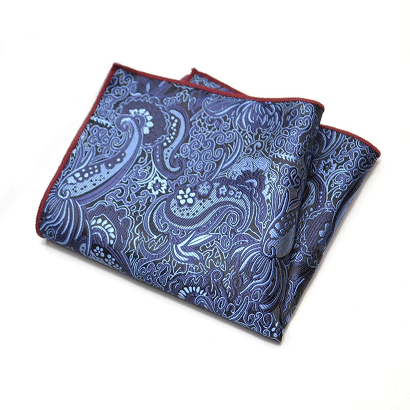 25cm Men’s Classic Paisley Striped Pocket Square – Elegant Handkerchief for Suit & Wedding