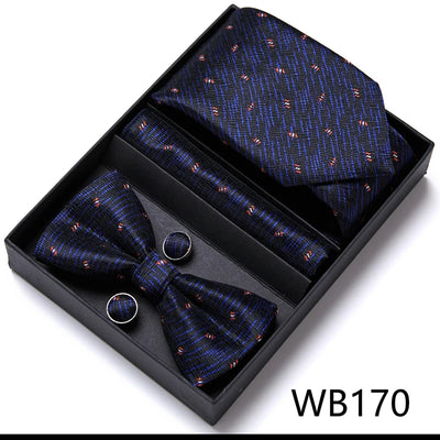 VanGise Prestige Tuxedo Gift Set – Silk Tie, Bow Tie, Cufflinks & Handkerchief