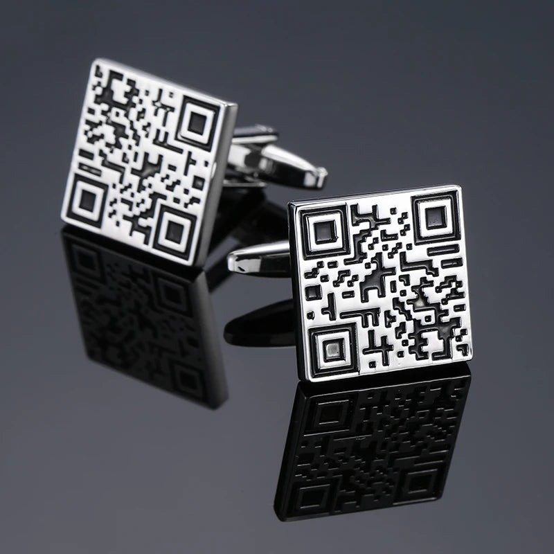 Retro Blue & Black Square Pattern Cufflinks