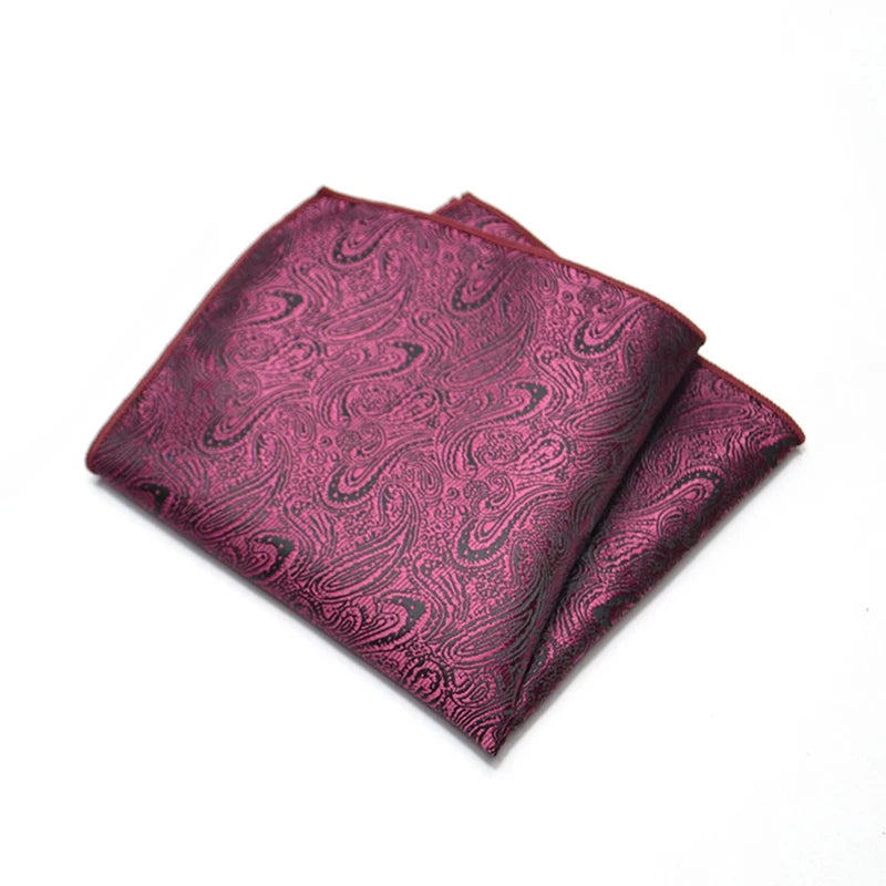 25cm Men’s Classic Paisley Striped Pocket Square – Elegant Handkerchief for Suit & Wedding