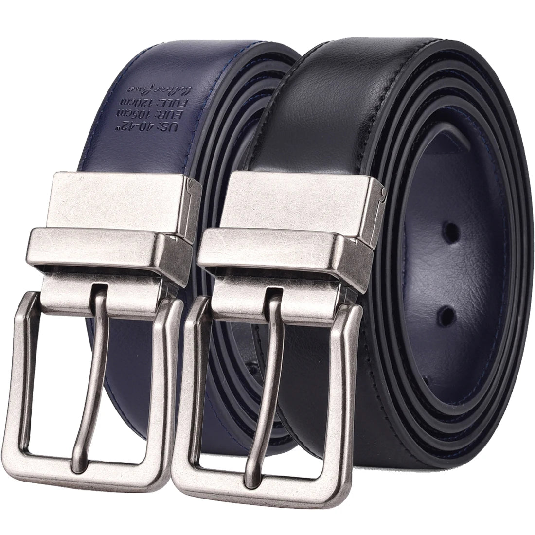 HeritageTurn Reversible Leather Belt – Two-in-One Adjustable Men’s Belt with Antique Copper Buckle